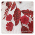 Tissu de fleurs 3D multicolores Red Red Mlut-Colore Flowers 3D Tissu Laser Coup Fesins irréguliers Tissins